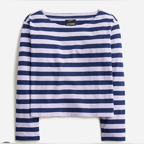 Jcrew Cropped boatneck T-shirt in stripe - Picture 1 of 2